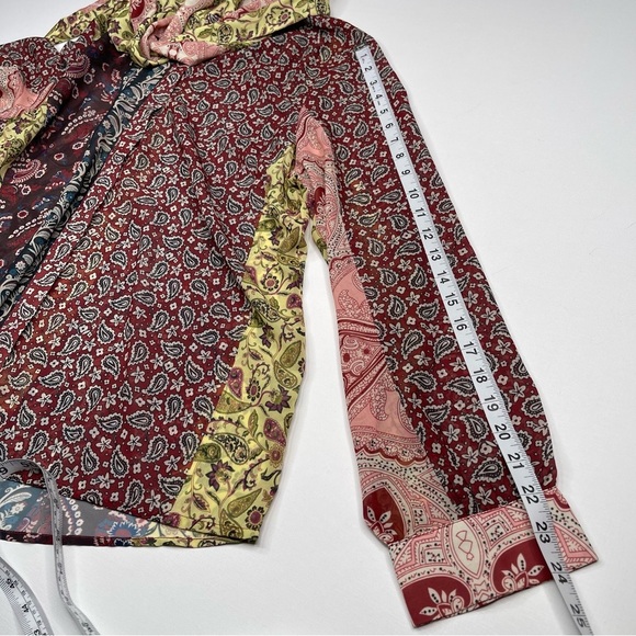 Soft Surroundings Blouse Top Langdon Patchwork Paisley Sheer Boho Peasant Office - Picture 12 of 15